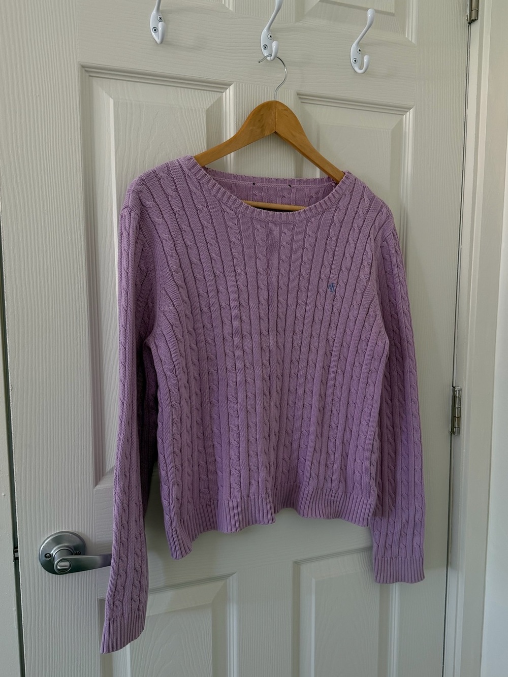Ralph Lauren Lilac Cable-Knit Crewneck Sweater